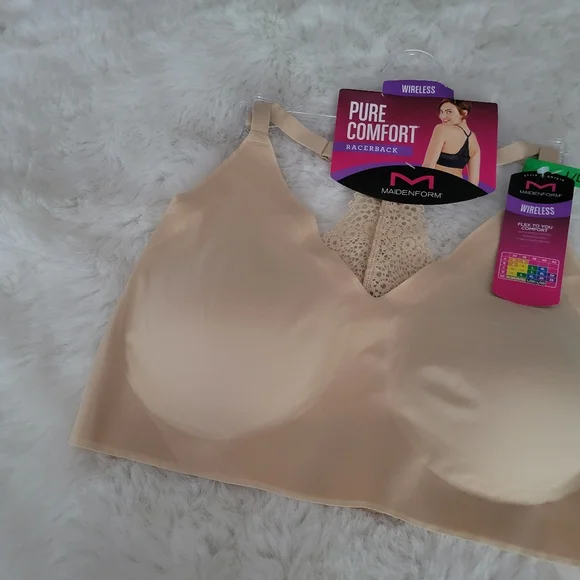 🐻MAIDENFORM PURE COMFORT V-NECK PULLOVER LACE BACK BRA SIZE L/DD - Picture 5 of 7